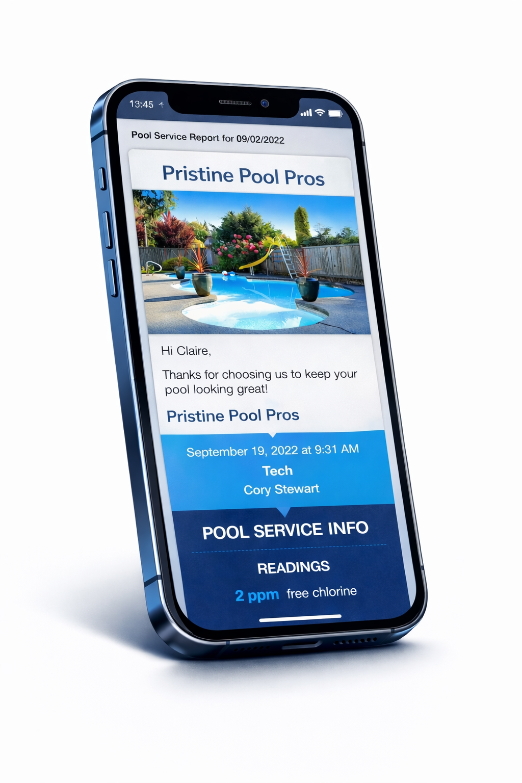 Weekly pool report on iPhone